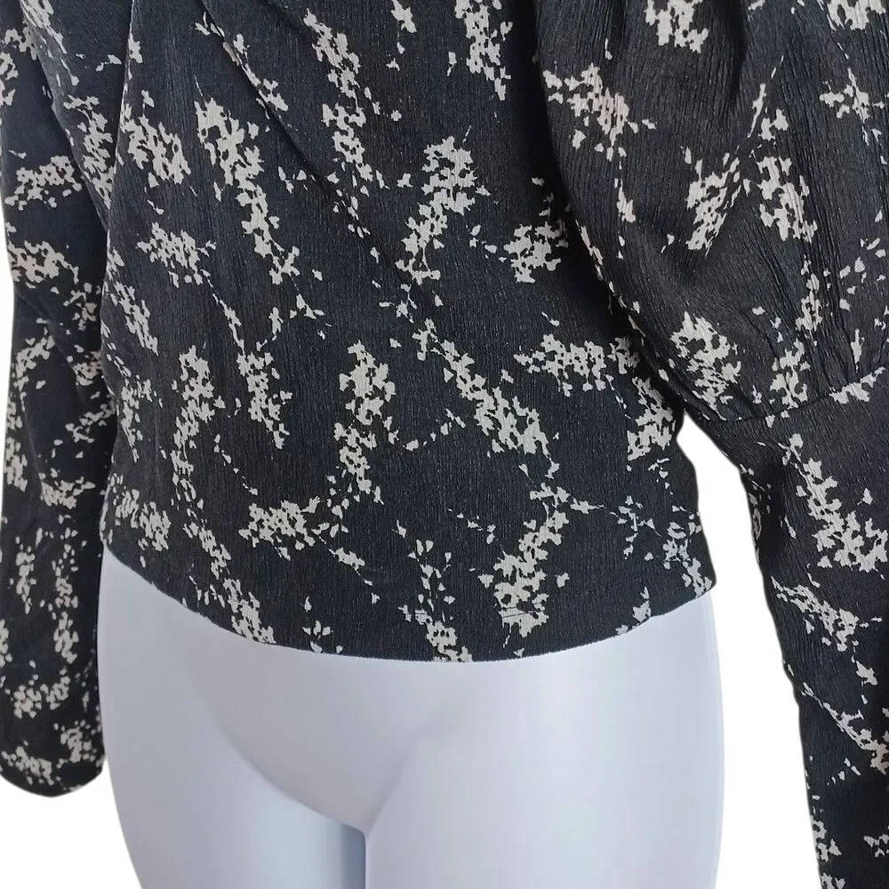 Anthropologie S Black Regencycore Milkmaid Sweetheart Crop Puff Sleeve Top
